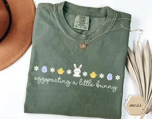 Comfort Colora Pregnancy Announcement T-Shirt, Easter Pregnancy Announcement Shirt, Expecting Mom Pregnancy Reveal, Easter Day Gifts, Mom To Be Shirts