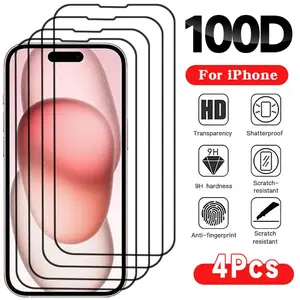 4PCS Tempered Glass for iPhone 17 16 16e 15 14 13 12 11 Pro Max Air Screen Protectors for iPhone X XR XS 7 8 SE 12 13 Mini Glass