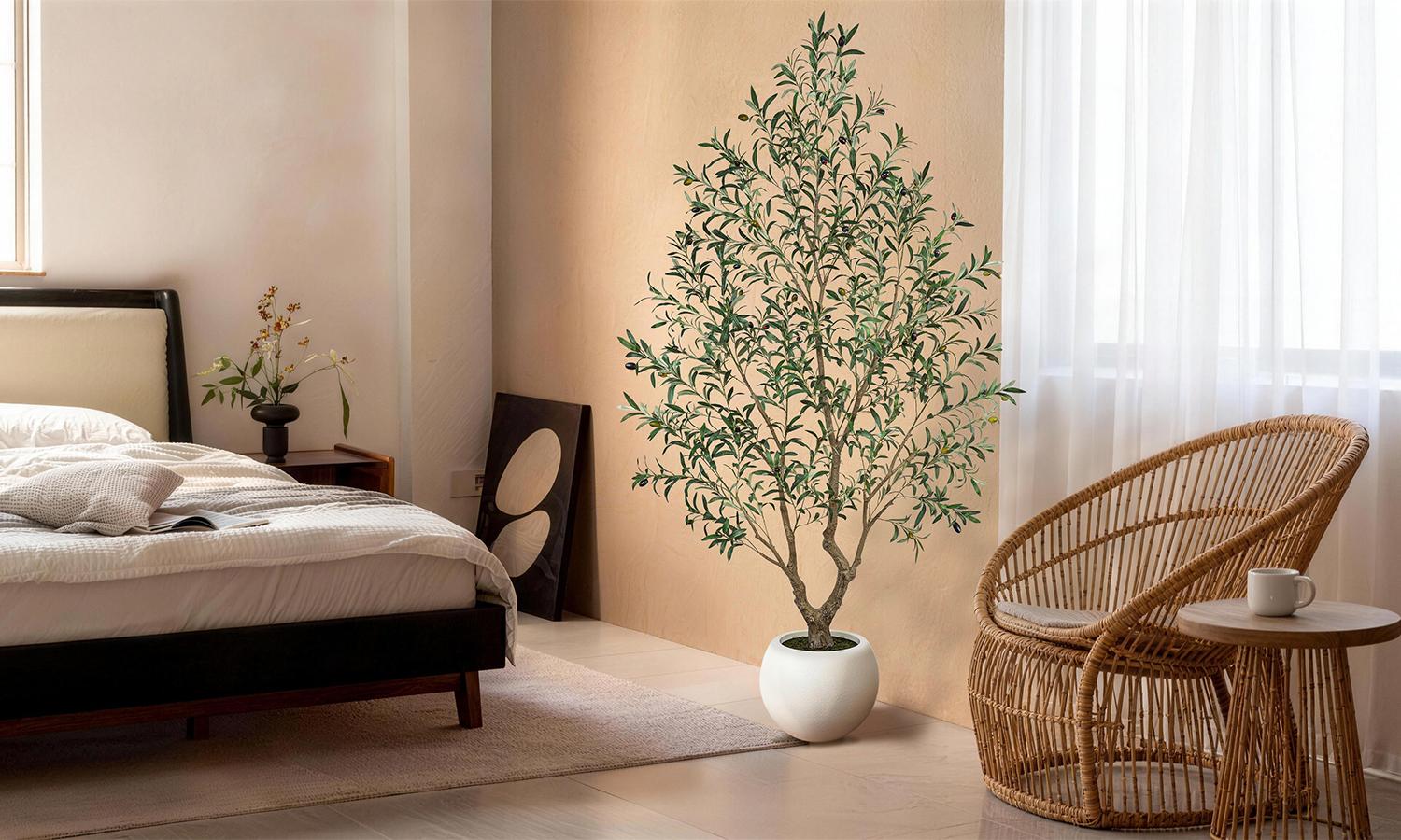Realistic Artificial Olive Tree with Thick Trunk & Lifelike Fruit – 5/6/7/8FT, Perfect for Home & Office Décor with Round White Pot(Plastic Basin) Realistic Artificial Olive Tree with Thick Trunk & Lifelike Fruit – 5/6/7/8FT, Perfect for Home & Office Décor with Round White Pot(Plastic Basin)