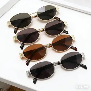 Women's 4PCS Lightweight Oval Metal Frame Sunglasses - Unisex Uniform Size Stylish Look Oval Shape Metal Frame Glasses for Beach, Outdoor Sport Use