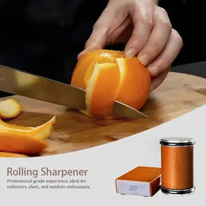 Professional Rolling Knife Sharpener -Kitchen Knife Sharpener for Razor Sharp Edges ,Easy Knife Sharpening Kit - Knife Sharpener Roller with Magnetic Holder with 15 & 20 Degrees,Kitchen Gifts,Camping Picnic Dining Room sharp edge stainless steel