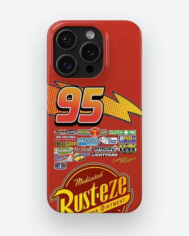 Lightning McQueen Special Edition Custom Gloss Finish Polycarbonate Rubber Case - Heavy-Duty Drop-Proof Impact Res Shockproof Protective Accessory for iPhone 11-17 Pro Max Plus Smartphone
