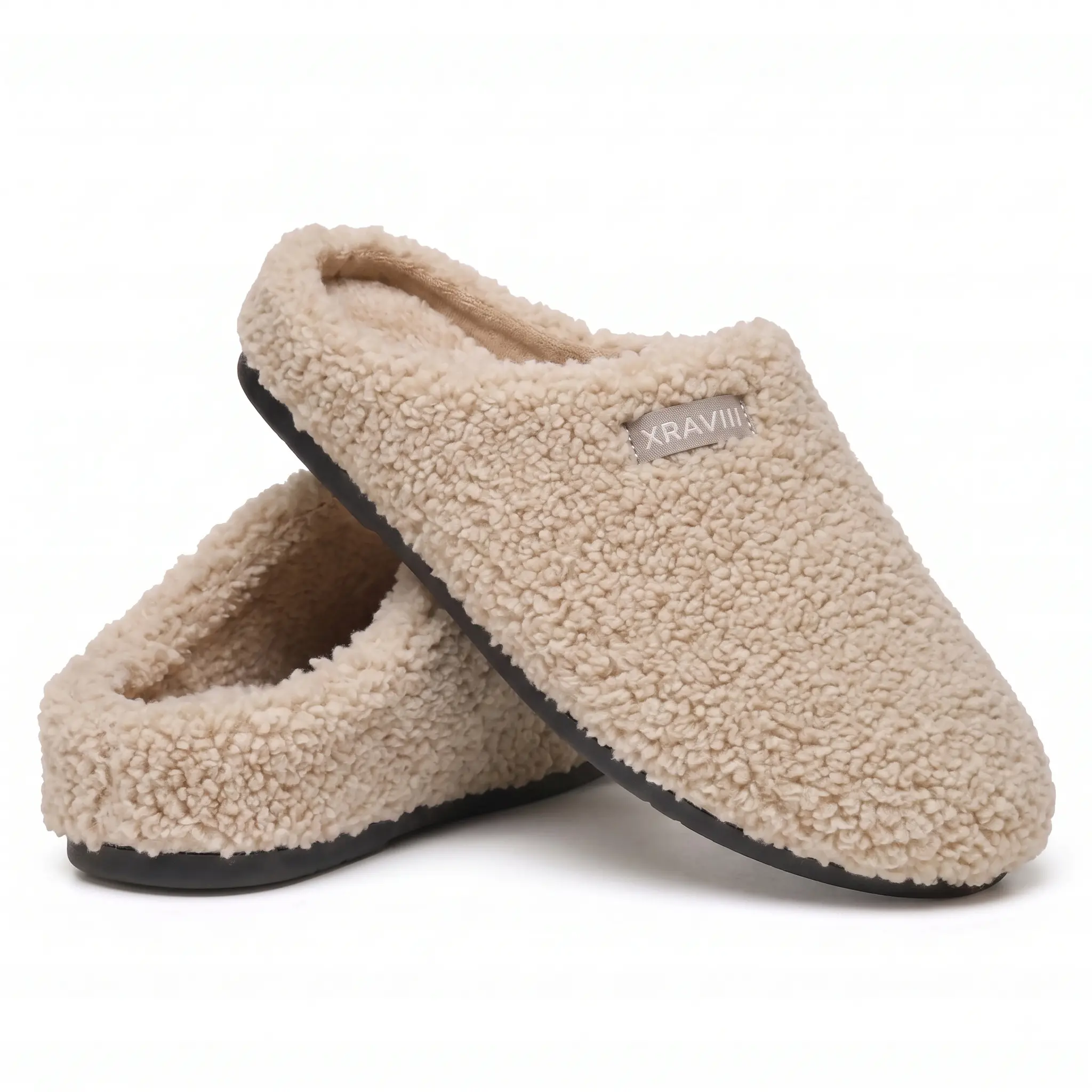 XRAVII Women's Cozy Sherpa Fleece Lined Slippers Warm Slip-On Mule Clogs House Shoes