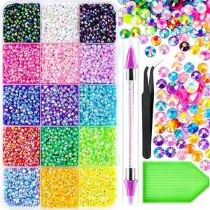 20000Pcs Resin Jelly Rhinestones for Bedazzling, Multicolor 3mm Flatback Rainbow Gems, Rhinestone Picker for DIY Crafting Clothes Shoes Nail Art Nail Art Supplies Nail Art Set