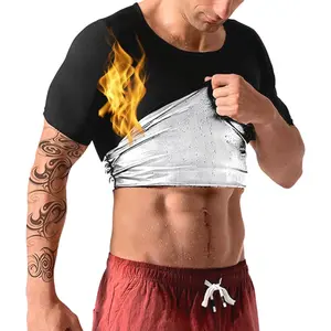 Sauna Sweat Suit Shapewear Top Shirt Waist Vest Trainer Workout Exercise Fitness Gym Short Sleeves Men