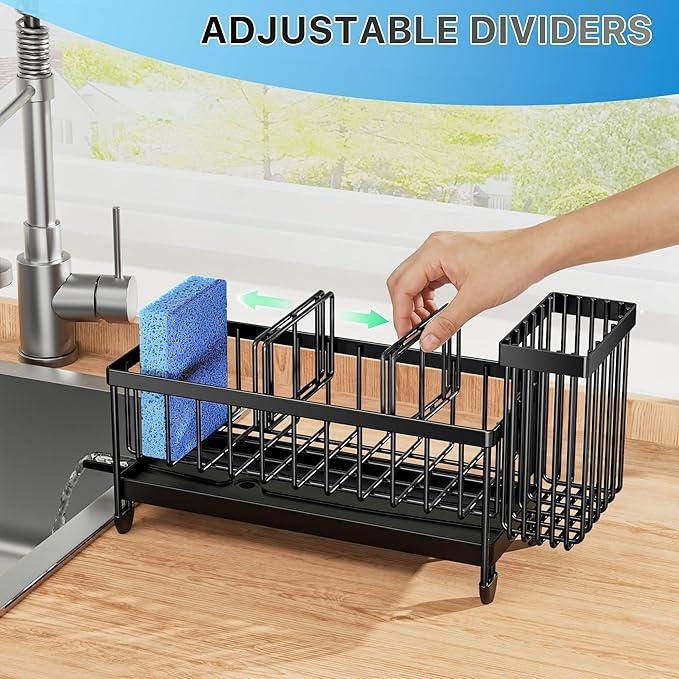 Kitchen Sink Caddy Organizer – 304 Stainless Steel Sponge Holder with Brush Holder, Rustproof Dish Soap & Sponge Rack, Countertop Kitchen Organizer (Black 9.25”) Kitchen Sink Caddy Organizer – 304 Stainless Steel Sponge Holder with Brush Holder, Rustproof Dish Soap & Sponge Rack, Countertop Kitchen Organizer (Black 9.25”)