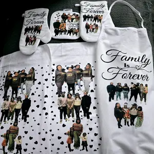 Custom Kitchen Sets with Apron, Oven Mitt, Pot Holders, and Towels