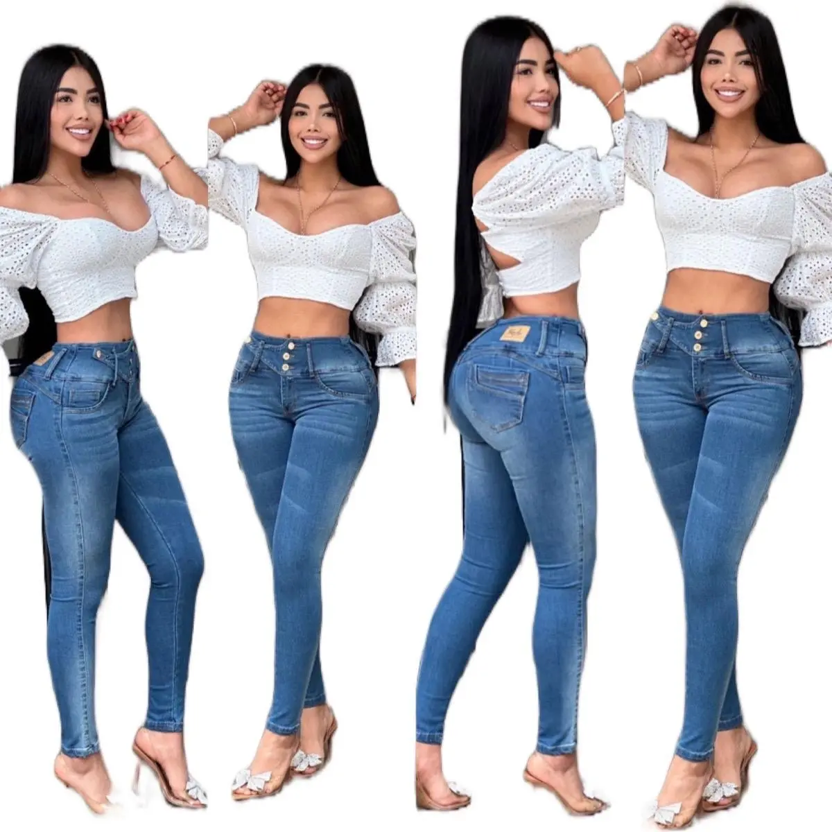 K101700 Comfortable Colombian Jeans for Women - Blue - Day