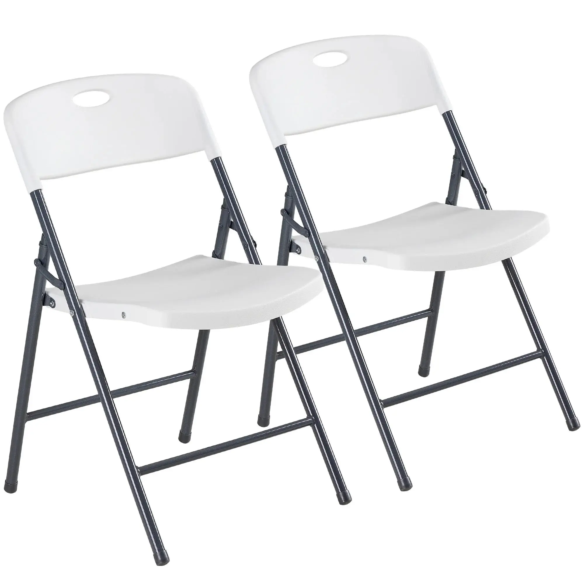 Folding Director Chair Set - Heavy-Duty Plastic, Stackable Design, Sturdy Metal Frame, Durable, Comfortable Everyday Seating, Portable Commercial Office Furniture for Indoor Outdoor Use