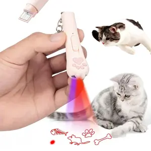 USB Rechargeable Pet Laser Toy Laser Pointer, Handheld Laser Pen, 5 Adjustable Modes Pet Interactive Toy, Pet Training Toy, Suitable for Indoor Cats and Dogs to Chase and Play