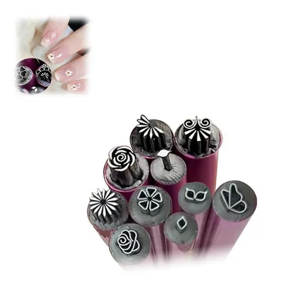 10/6Pcs Nail Art Stamp Pen Set, Flower Butterfly Rose Nail Stamper Pen, Nail Printer Dotting Tool With Different Patterns Nail Art Tools For Women Diy French Manicure