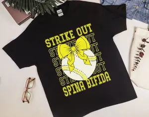 Strike Out Spina Bifida Shirt, Softball Spina Bifida Shirt, Yellow Coquette Spina Bifida Awareness Shirt, Support Shirt for Spina Bifida Warrior Fighter