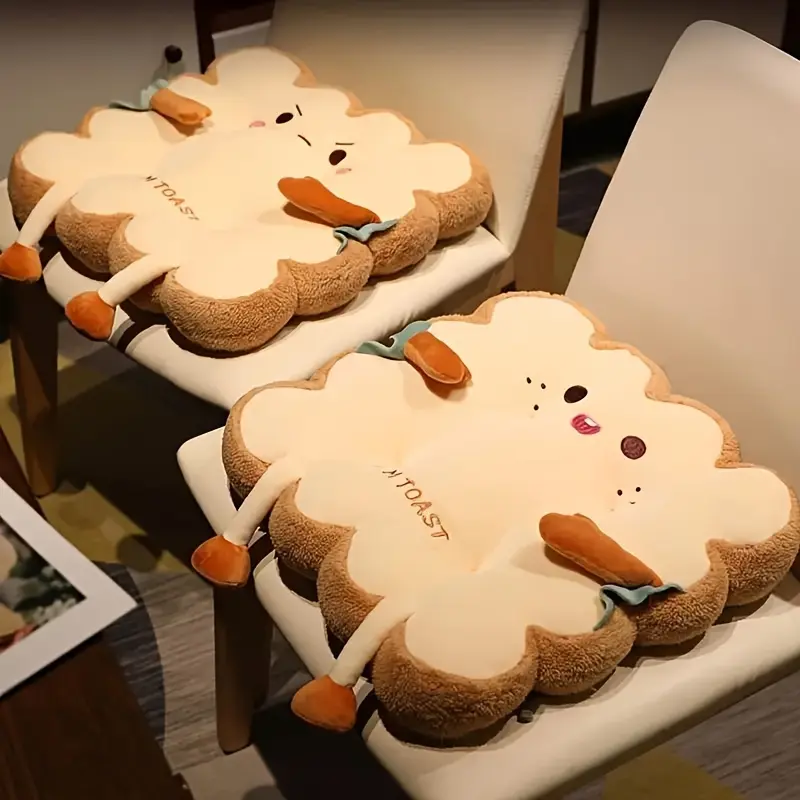 Cute Cartoon Toast Shaped Seat & Back Cushion, 1 Count Comfortable Polyester Seat Cushion, Fatigue Resistant Hand Washable Pillow for Home Office Car, Chair Cushions