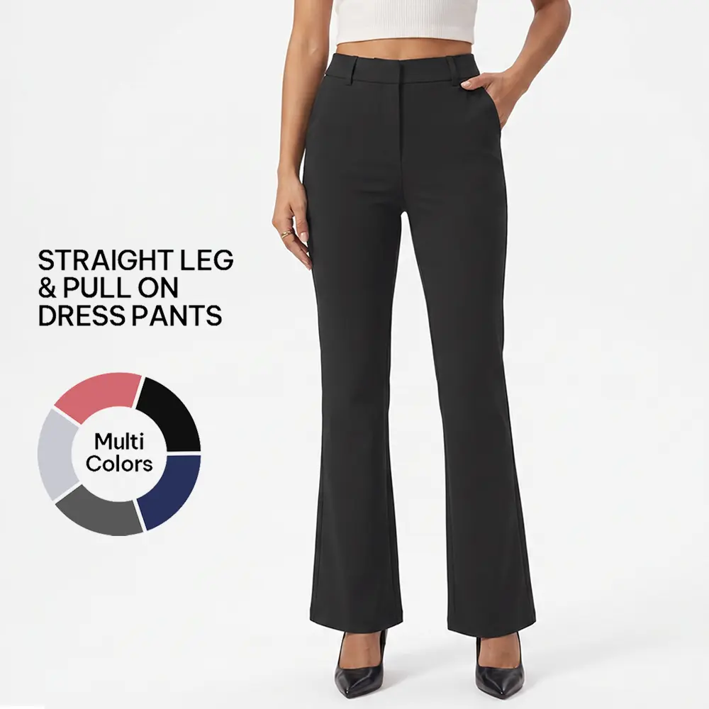 AVAMO Womens Bootcut Work Pants Stretchy High Waist Tummy Control Dress Slacks with Pockets Pull On Business Casual Office Trousers Ladies Bottoms for All Seasons, Womenswear