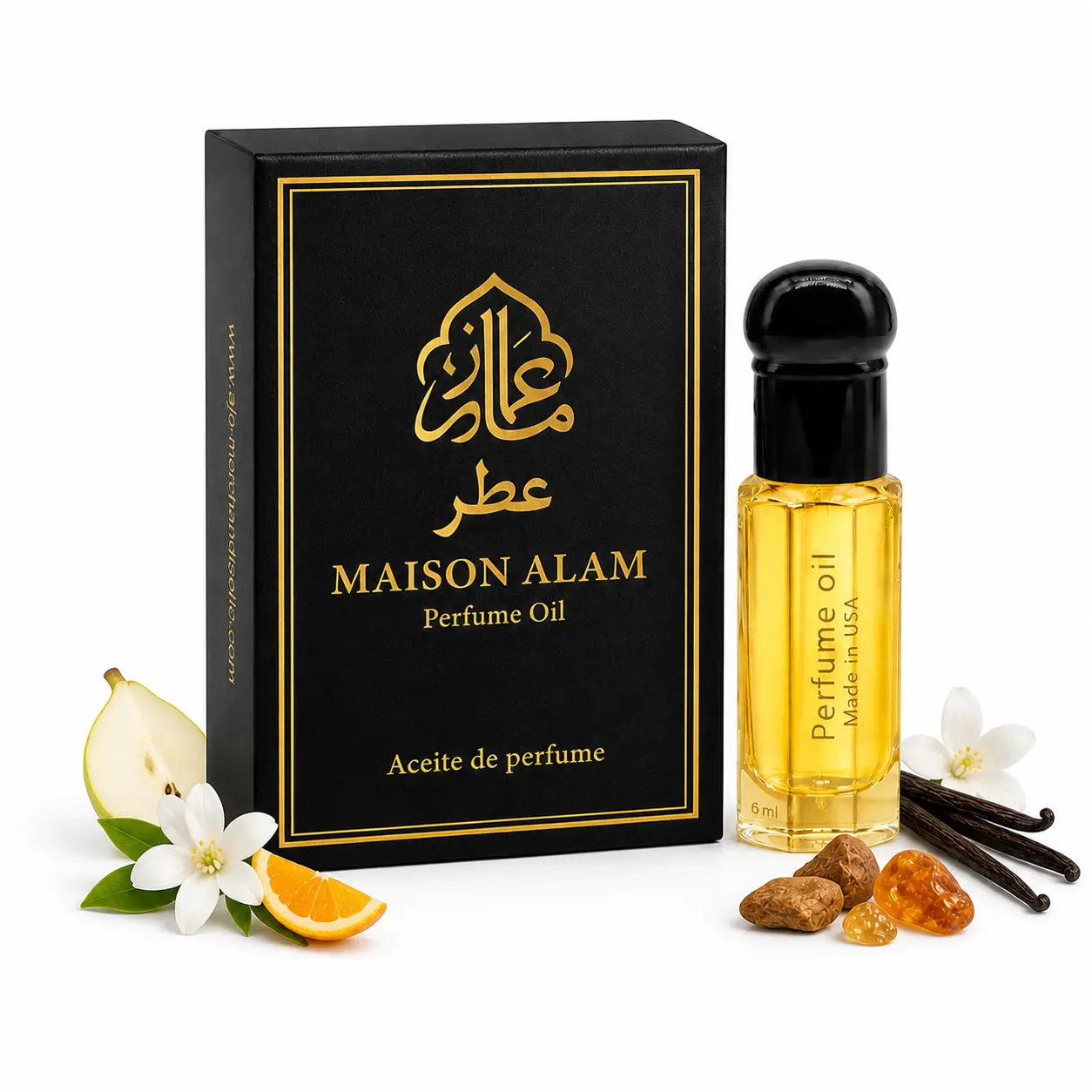 Ajo Merchandise Modern Bloom Women's Perfume Oil - 6ml (0.20 oz) Dubai-Sourced, Alcohol-Free, Long-Lasting Floral Vanilla Scent with Roller & Dab Stick