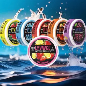 Choose your favorite Flavors From 6-Different Varieties Energy Pouches - Watermelon, Pink Lemonade, Red Gummy Bear, Peach Sweet Tea, Wild Grape, Wintergreen 225 mg  Pouch 15 Pouches in Can pre workout energy drink Flavorful Beverage Sugar