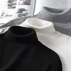 Menswear 3-Piece Men's Regular High-Neck Knitwear Tops - Solid & Mixed Color Turtlenecks, Polyester Fabric, Stretchy, Breathable, Soft, Winter Warm, Minimalist Style, Suitable for Fall & Winter Casual Attire