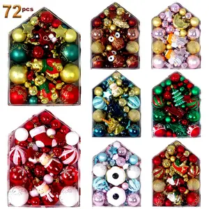 72pcs/set Colorful Christmas Tree Ball Ornaments Decoration Set holiday ornament