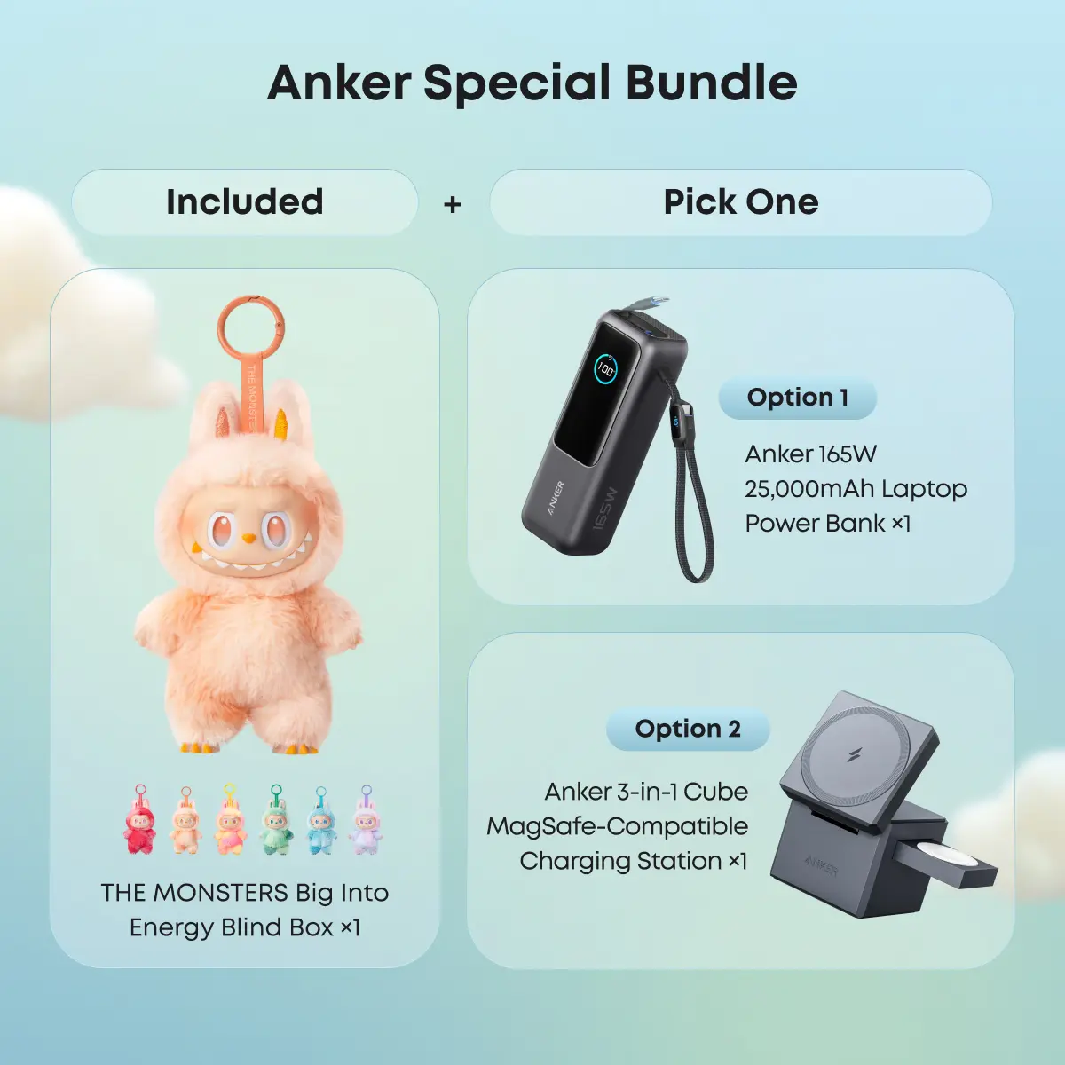Anker 3-in-1 Cube Wireless Charger, MagSafe Charging Stand and POP MART THE MONSTERS Big into Energy LABUBU Series Blind Box Bundle#DealsForYouDays sohochic