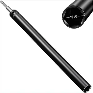 9/16"(14mm) Power Nut Driver, Nut Runner Hollow Socket with 1/4" Hex Shank, Fit Long Bolts and Ductwork for Overhead Fastening Applications Operations(1 Pack, 10 Inch)