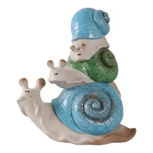 212 MAIN Snail Design Resin Statue - 15x14 in. Stacked Snails with Ivory and Multicolor Shells Sculpture, Ivory Base, Indoor Home Decor Figurine, Decorative Art Ornaments