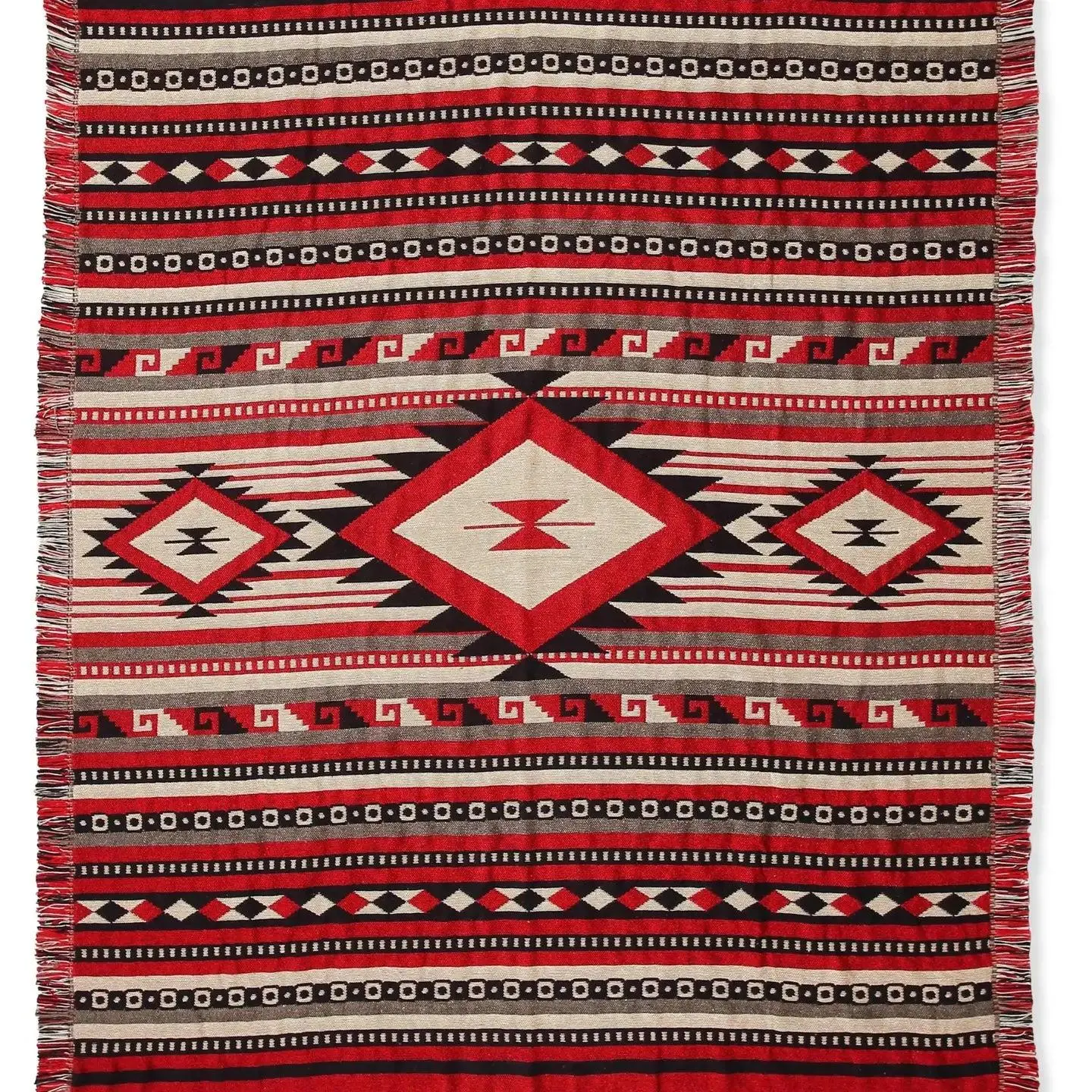 Red Aztec Cotton Accent Throw