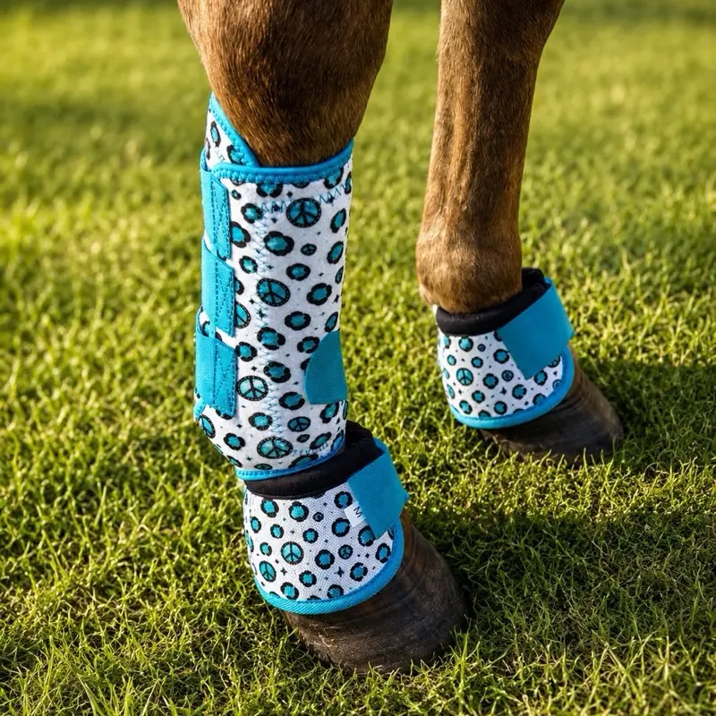 Turquoise Cheetah equine Splint boots