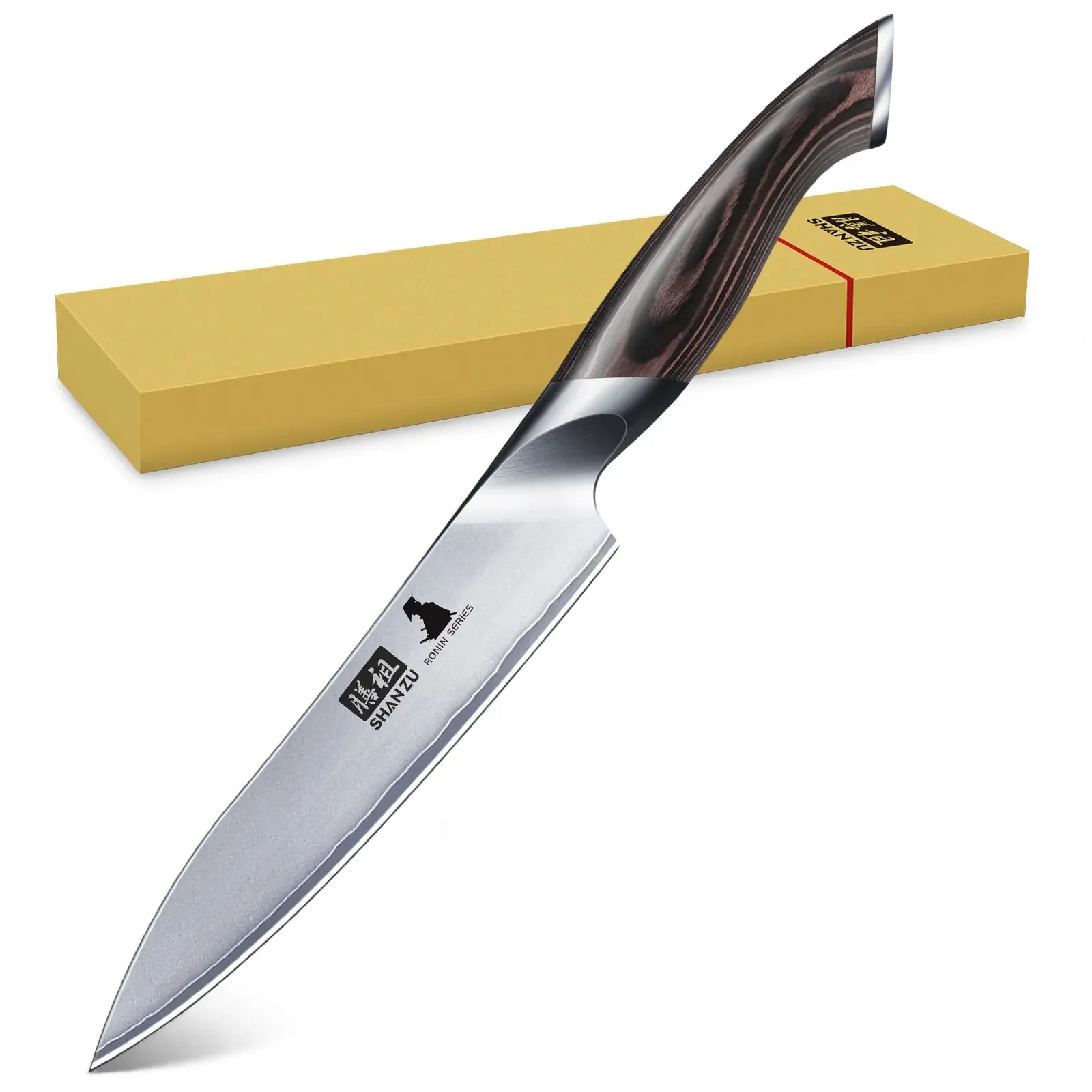 SHAN ZU RONIN Kitchen Knife - 6-Inch (152mm) Multi-Purpose Blade, Ergonomic Acacia Wood Handle, Ideal Cooking Gift for Home Chefs