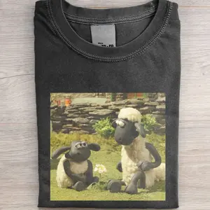 SHAUN THE SHEEP MEME TSHIRT, Short Sleeve Crew Neck T-Shir, Fitted, Pull On, Casual, Unisex Cotton T-Shirt, Menswear, Womenswear