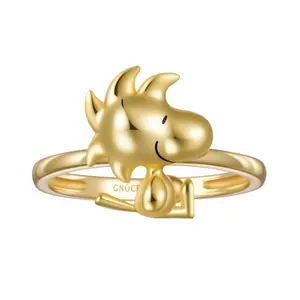Gnoce Peanuts 18k Gold  Plated Woodstock Ring, Gold Rings, Cartoon Rings