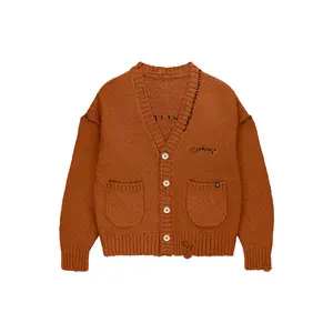 POP MART Hirono Living Wild-Shelter Earthenware Distressed Cardigan,summerwins