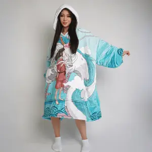 Haku-Inspired Blanket Hoodie – Ultra-Soft Oversized Design for Cozy Anime Nights | One Size Fits All