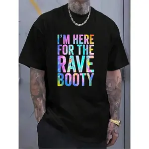 Rave Booty Slogan Tie-Dye Set EDM Music Festival Rave T-Shirt for Women Men Cotton Clothing