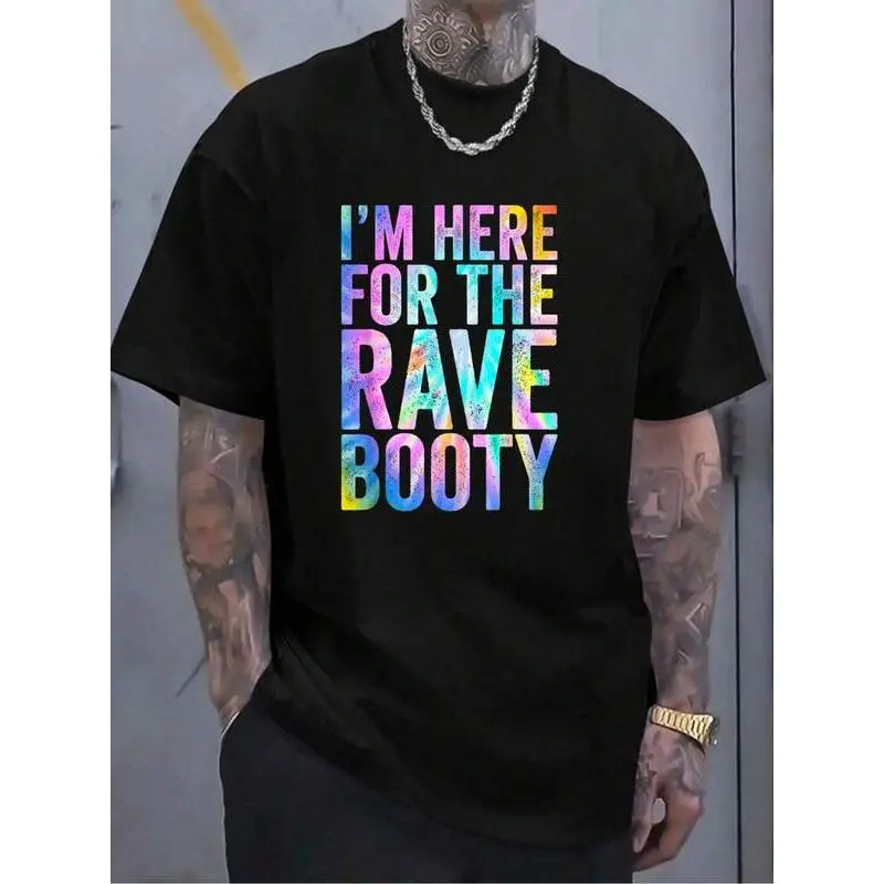 Rave Booty Slogan Tie-Dye Set EDM Music Festival Rave T-Shirt for Women Men Cotton Clothing