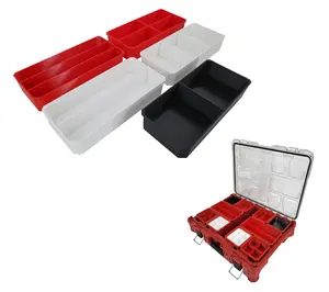 Milwaukee Packout Organizer Compatible 3rd Height Long Nesting Bins - Red