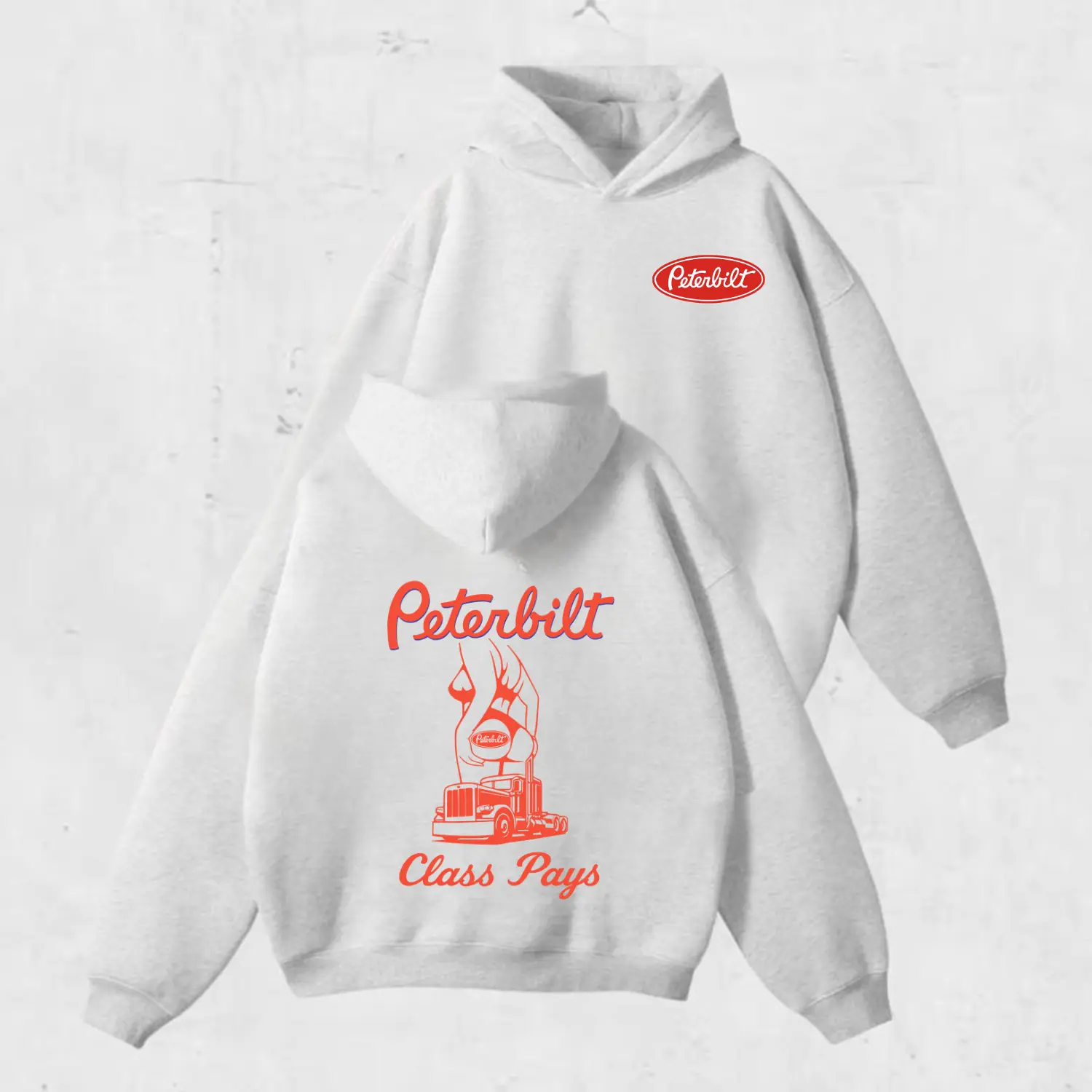 Peterbilt Hoodie – Class Pays Semi Truck Graphic Pullover, Retro Highway Hauler Sweatshirt, Unisex Trucker Outfit