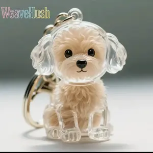 3Pcs Transparent Pet Hair Storage Box Pendant Keychain, Cute Sitting Dog Design with Link Chain, Portable Acrylic Organizer for Keys & Bags, Durable for Home Daily & Outdoor Use, Ideal Pet Memorial Keepsake Gift for Dog Owners & Pet Lovers, Sturdy Ring fo