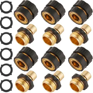 6 Set Quick Connect Hose Fittings for Garden Hose Quick Connector with Gasket, 3/4 Inch GHT Male and Female Attachment Quick Release Water Hose Adapter