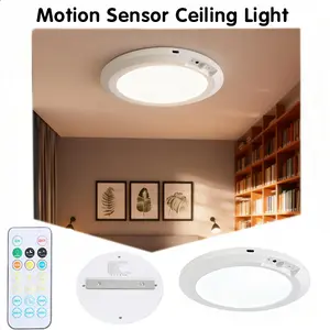 2PCS Motion Sensor Ceiling Light Rechargeable Magnetic Wireless 3 Adjustable Color Temperatures Battery Powered for kitchen bedroom Closet Shower Stairs Shed Hallway Porch Patio Cordless USB Rechargeable Smart Sensor lighting lamp Modern