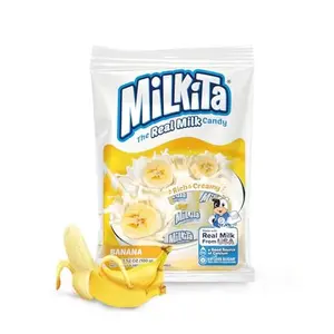 Milkita Creamy Banana Milk Candy – Low-Sugar Healthy Sweets with Real Milk for Kids & Adults – Fat Free & Gluten Free Candy with Calcium for Everyday Indulgence (25 Count Bag)