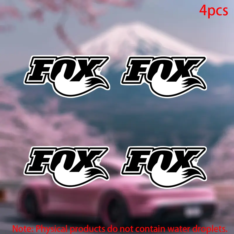 Fox Racing Stickers Set, Durable Vinyl Car Decals for Doors Windows Laptops Furniture Bumpers, 4pcs Vehicle Accessories Sticker for Cars, Window Decals for Vehicles