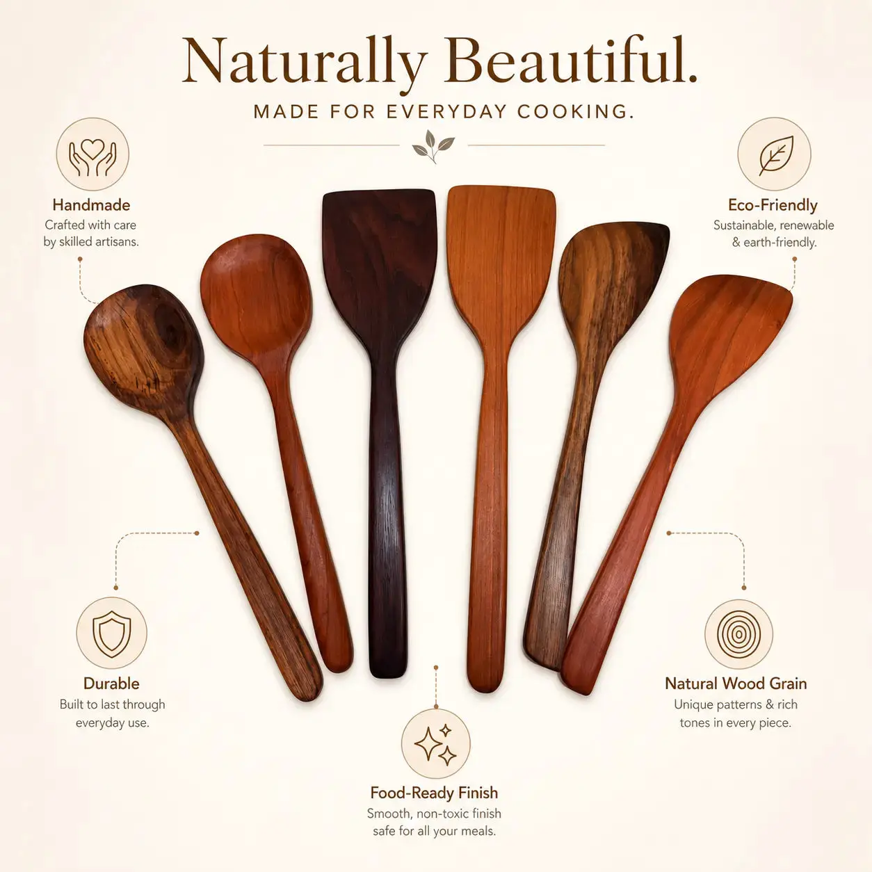 Wooden Kitchen Utensils - Handmade Solid Walnut or Cherry