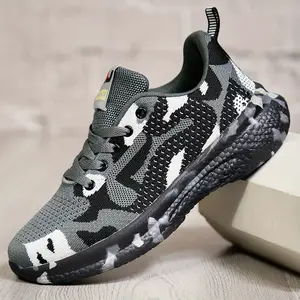 Men's camouflage running shoes - breathable fabric lining and insole, EVA/MD non-slip rubber sole, all-season fashion sports and leisure shoes, outdoor activities and daily wear, camouflage design, flexible and comfortable