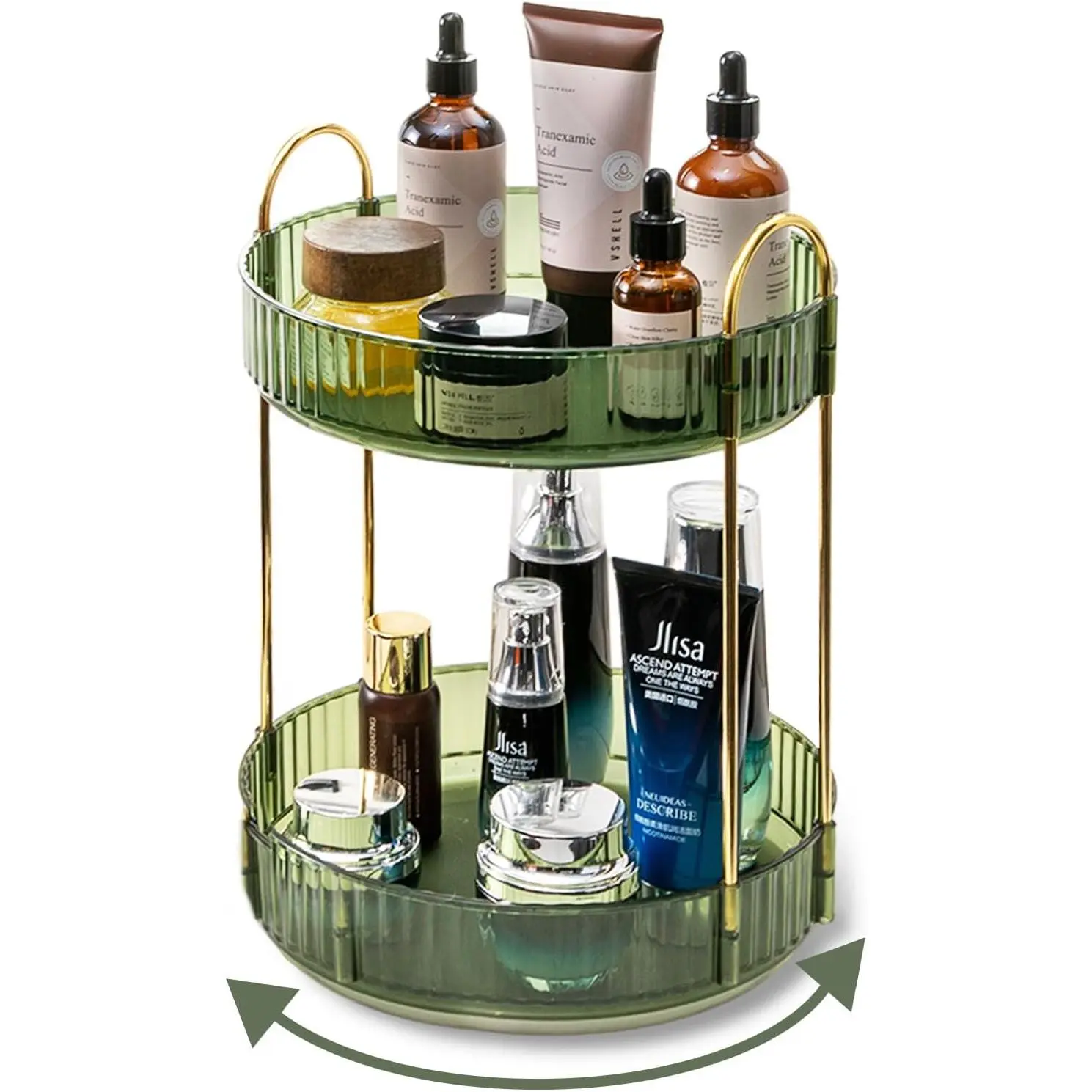 360 Rotating Makeup Organizer - 3-Size Spinning Cosmetic & Skincare Holder For Vanity Countertop 3 Colors