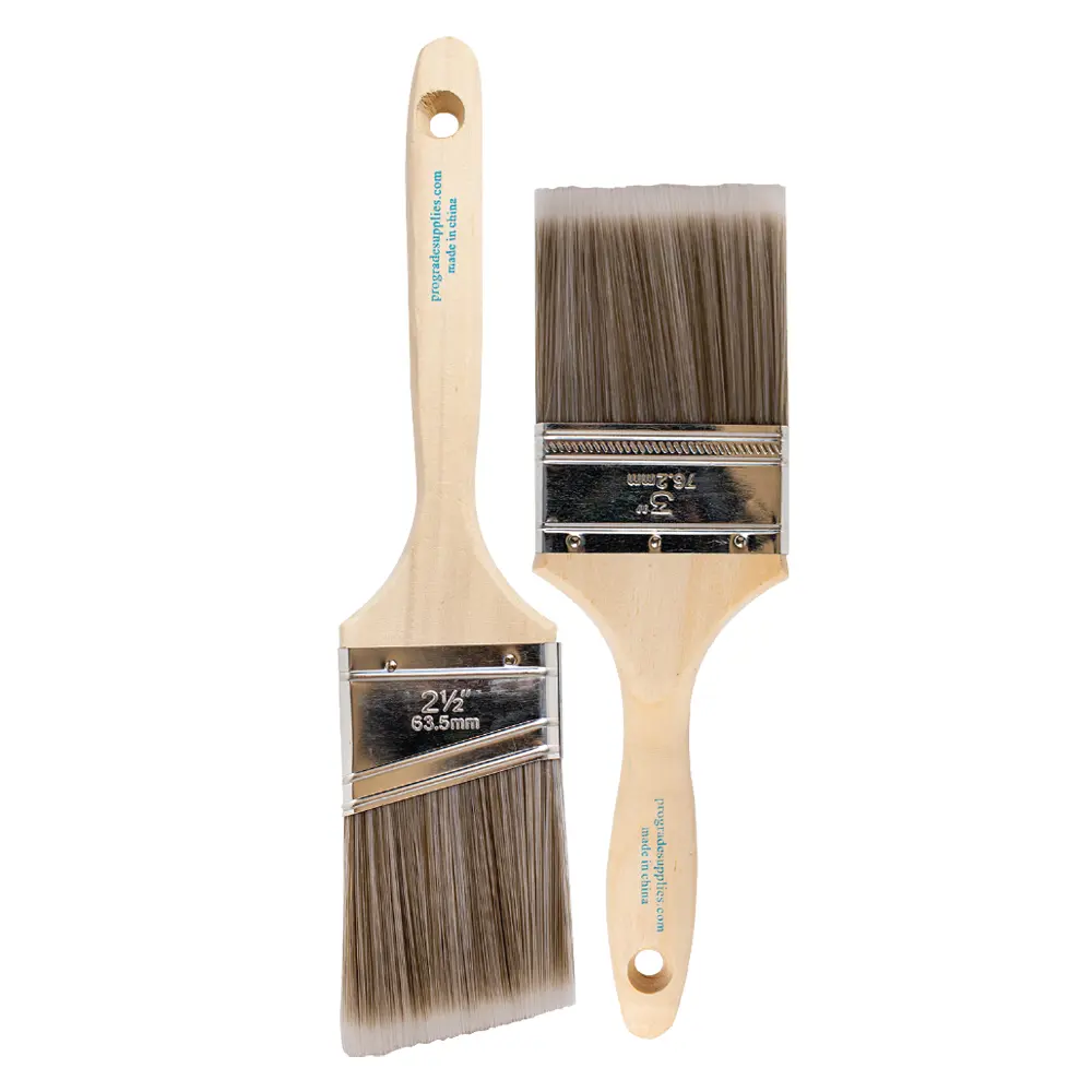 Vermeer Paint Brushes - 2-Pack - 3" Flat and 2.5" Angle Brush Set for All Latex and Oil Paints & Stains - Home Improvement - Interior & Exterior Use