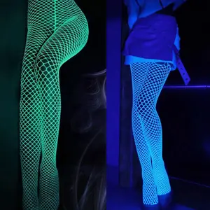Nightglow net socks are cool, glowing, and fun. Pantyhose, fishing net socks, hollowed out, sexy bar, flirtatious bottom socks