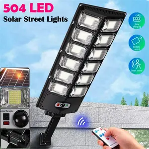 Solar Street Light with Remote Control, 3 Modes with Radar Sensor,  Rotate 180 Degrees Solar Integrated Street Light, Intelligent Identification, Automatic Light On,  for Most Climates, Courtyard, Road, Garden
