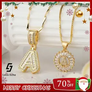 LuLuEcho Pack Initial Letter PendantNecklaces for Women 14K Gold Plated CubicZirconia Alphabet Necklace Fashion Jewelryfor Back to School Adjustable Length Comfortable & Versatile