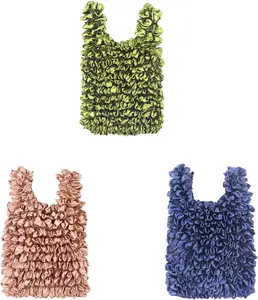 Magic Stretch Bags, Portable Foldable Handheld Pleated Reusable Grocery Bags (3PCS-A)