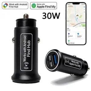 30W Car Charger GPS Tracker – Fast USB & Type-C Charging, Real-Time Vehicle Locator, Works with iPhone Find My & Android Find Hub, Anti-Lost Positioning